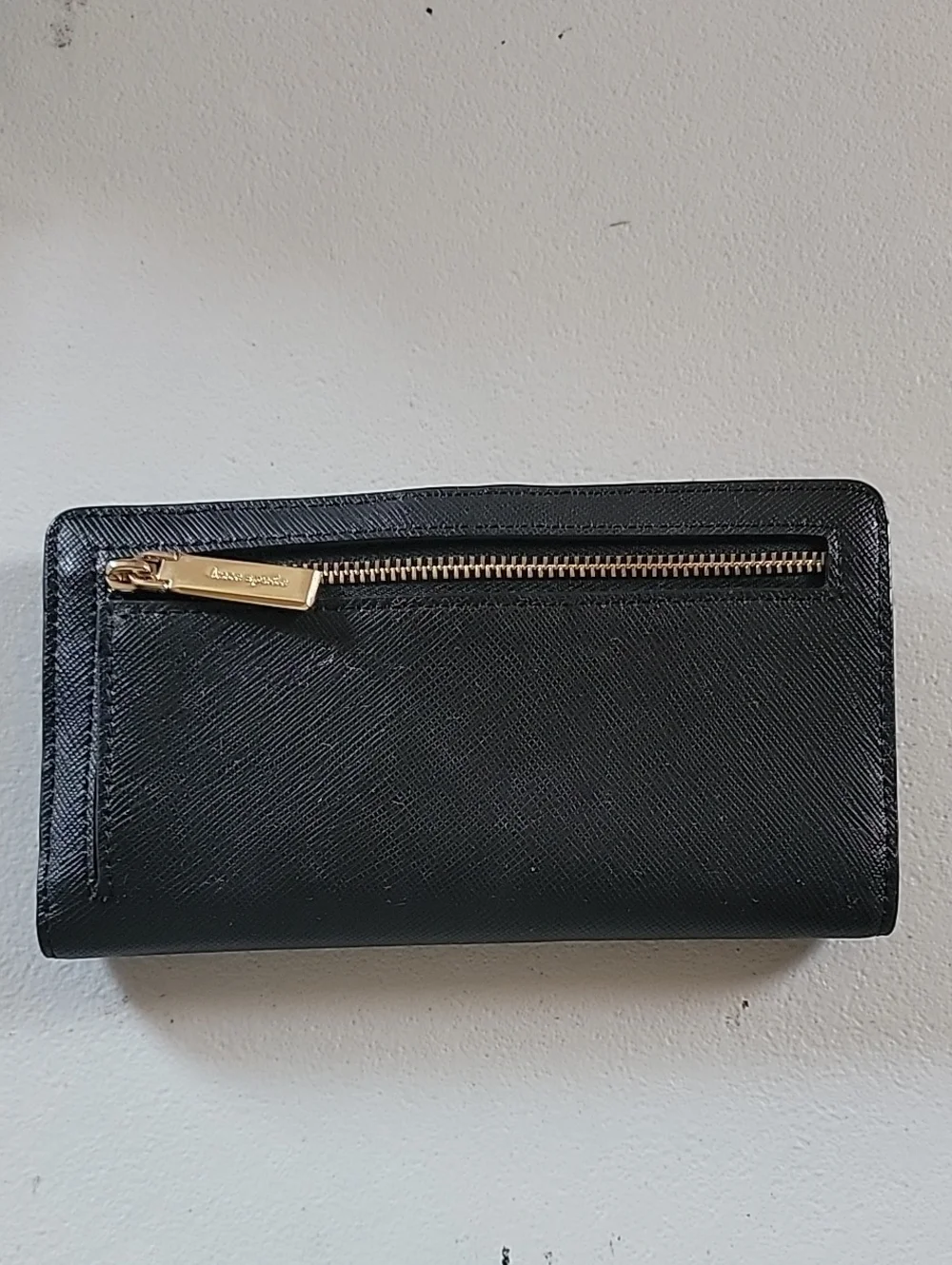 kate spade Black Saffiano Wallet with Gold Logo